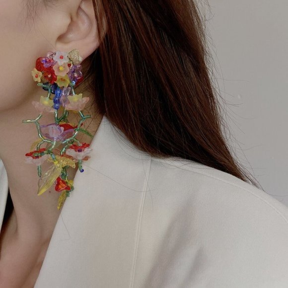 NEW! Anthro hand made flowers earrings - Picture 4 of 6